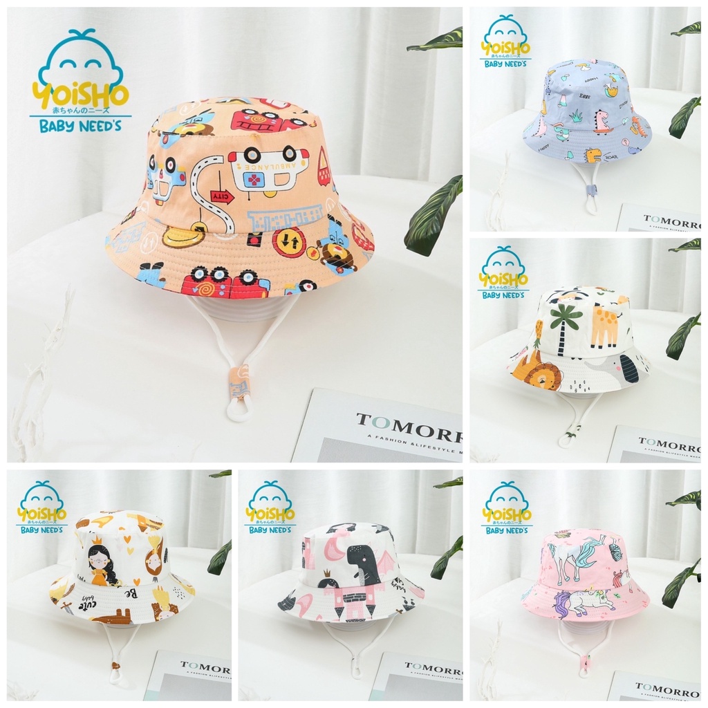 Topi Bucket Hat Anak Usia 1-4 Tahun Dengan Tali / Top Anak Bucket Hat Pantai Premiun / Topi Anak Bay