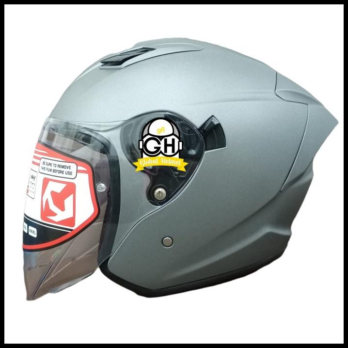 Nhk S1 Gp Pro Solid Grey Doff Half Face Double Visor Warna Polos