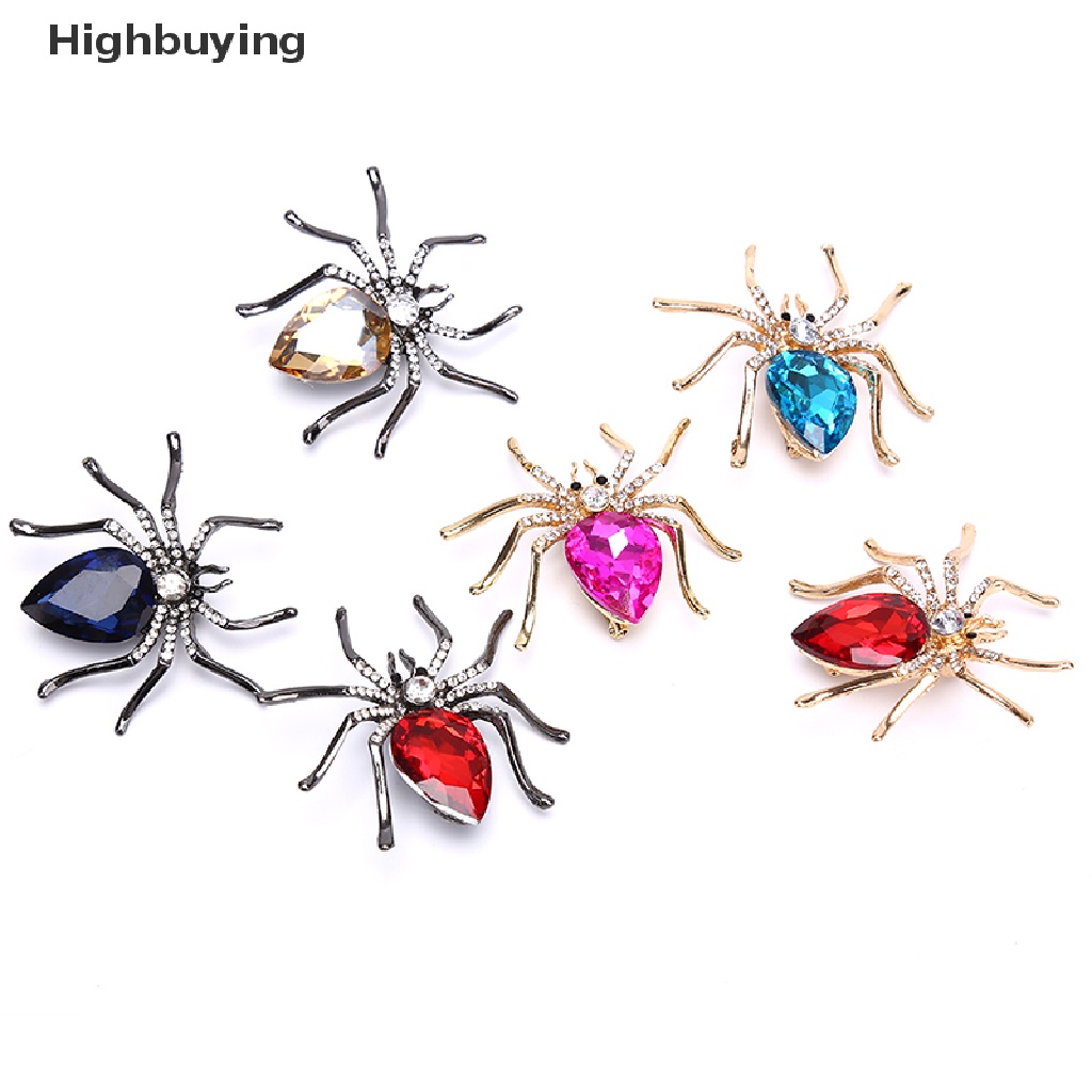 Hbid Fashion Lady Kristal Spider Pin Bros Dekorasi Korsase Lencana Perhiasan Hadiah Glory