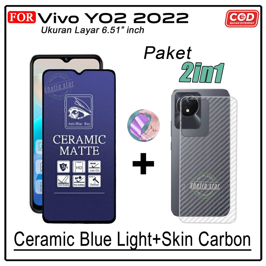 Promo 2in1 Tempered Glass Ceramic Privacy Vivo Y02 2022 Y02t Y02A 2023 Y01 Y01A Y30 Y50 Y91 Y15s  Anti Gores Anti Spy Full Layar