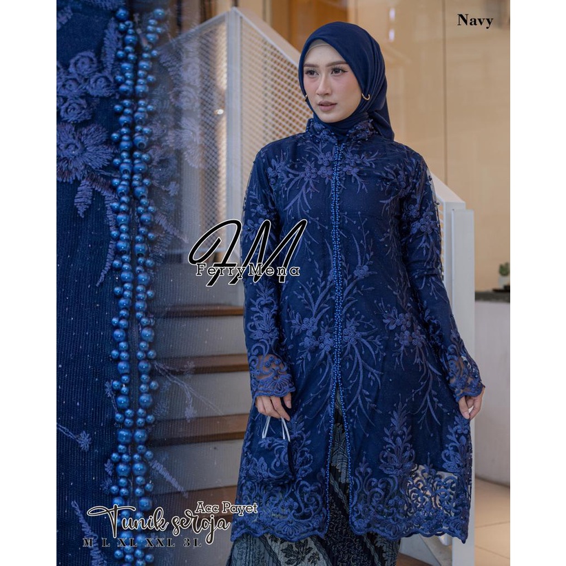 Kebaya tunik brokat seroja Kebaya tunik modern Kebaya remaja Baju akad pesta pernikahan wisuda Size M L XL XXL