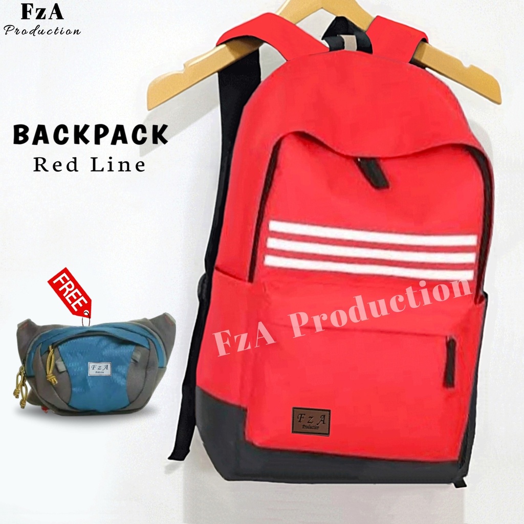 Tas Ransel Punggung Distro Casual Pria Wanita / Tas Ransel Laptop Original - FzA FREE Tas Slempang