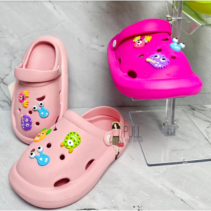 Sandal Bakpao Kodok Anak Cewek Baim Fuji Mainan Jibbitz Minmie Toy Story Platform Tebal Super Ringan Cute Pretty