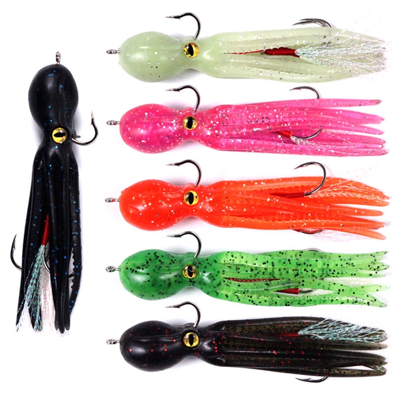 Umpan Pancing jigging castjig Softlure bentuk Gurita Octopus 11 cm 21gram dengan sudah termasuk kail double hook dan Kail di kepala