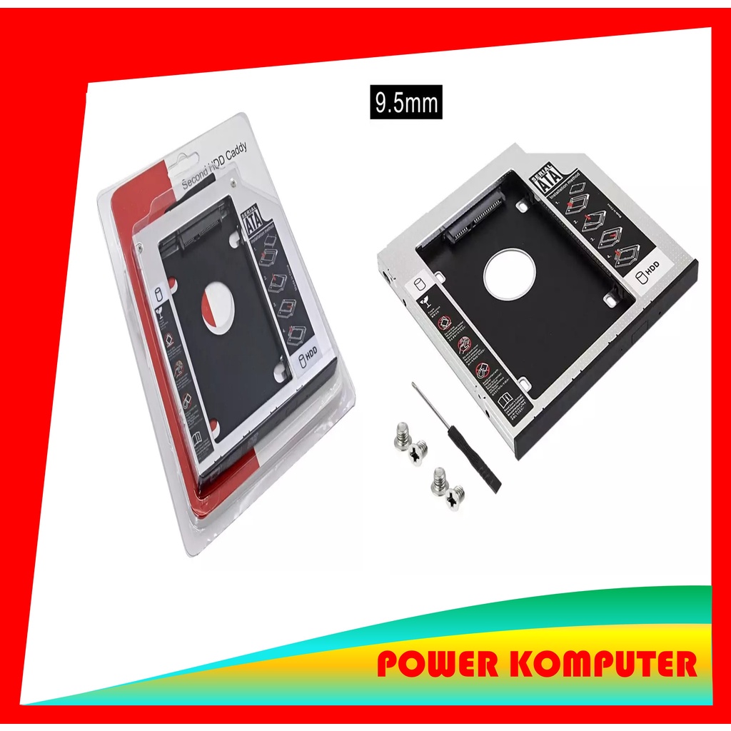 9.5mm Aluminium 2nd Kedua HDD Caddy 9.5mm SATA 3.0 Optibay 2.5” SSD DVD CD-ROM kandang Adapter Hard 