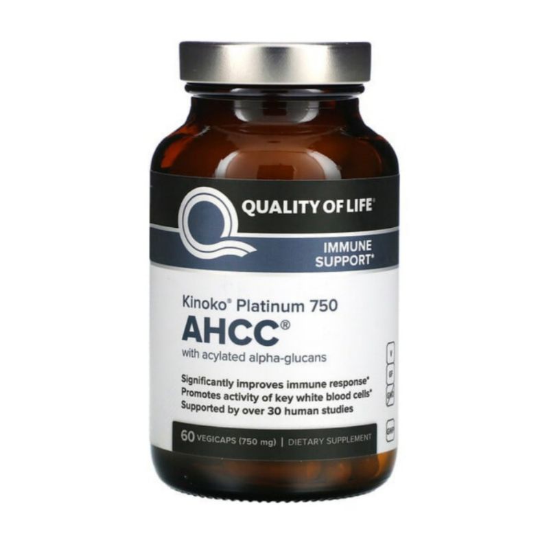 Quality of Life, AHCC Kinoko Platinum, 750mg, 60 capsules