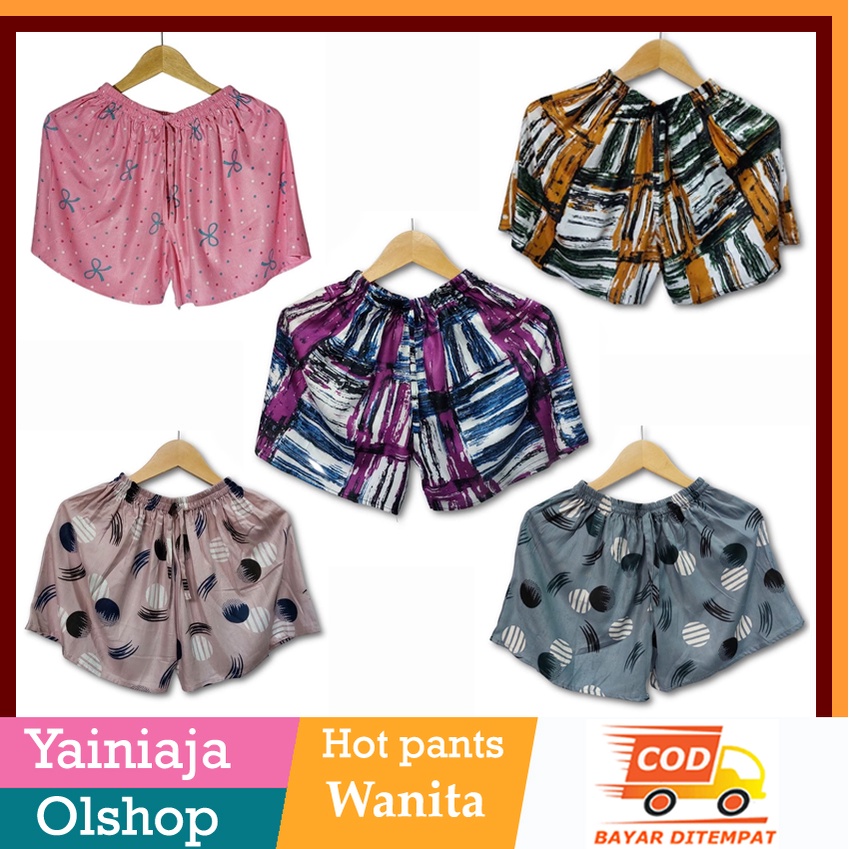 Celana Pendek Wanita Hot Pants Rayon Motif