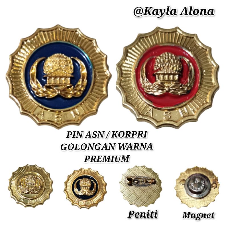 Pin ASN Magnet / PIN KORPRI GOLONGAN WARNA PREMIUM