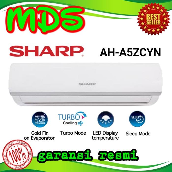 Akon Ac Sharp Ah-A5Ucy 1/2Pk Turbo Cool Series R32 0.5Pk Garansi 10Th 5Ucy