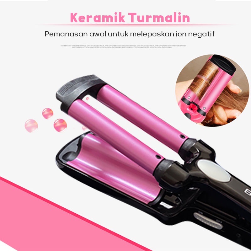 Bronson Catok Professional Wave Envy Styler/ Catokan Mermaid Wave Catokan Keriting Gelombang Korea , Curly/ Professional Three Barrel Curling Iron