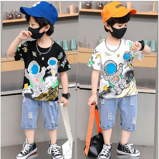 SETELAN ANAK COWOK SETELAN IMPORT PREMIUM MODEL ASTRONOT + JEANS TEBAL SIZE 120-160