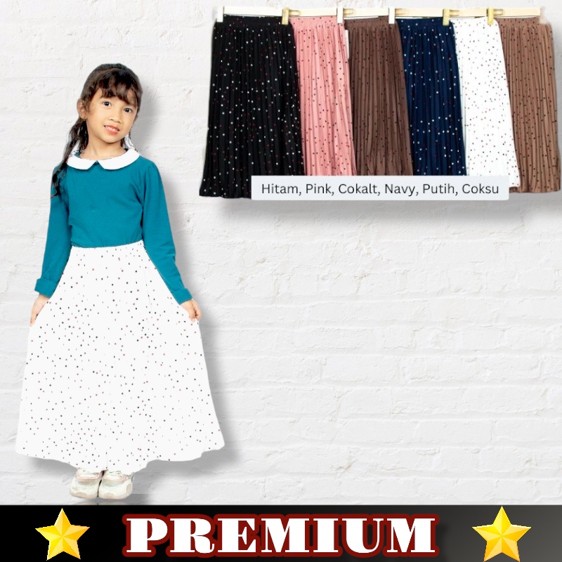 ROK PLISKET ANAK MOTIF BINTIK2 KECIL PREMIUM 3-6 TAHUN