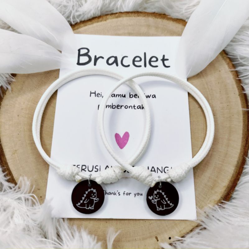 gelang Dino tali putih pasangan =2gelang