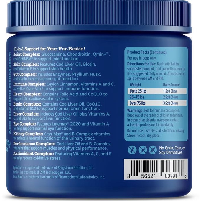 Zesty Paws Advanced Multivitamin Bites Senior Dog Vitamin Anjing Tua