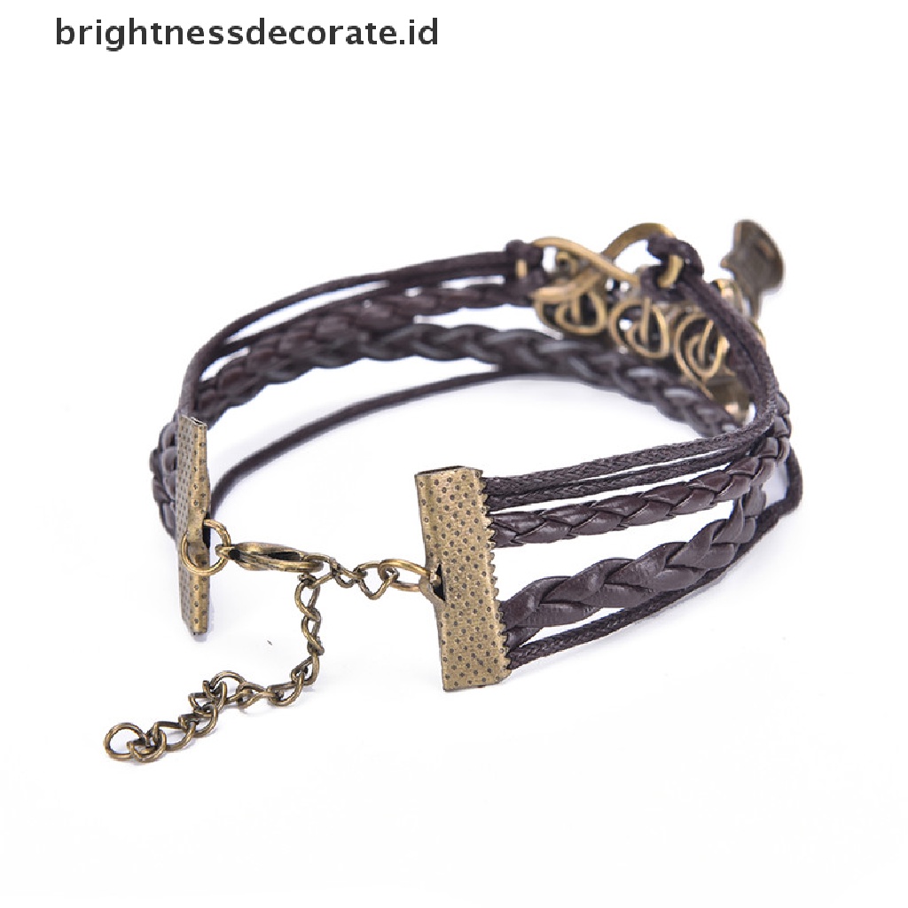 [Birth] Vintage Kulit Gitar Musik Note Infinity Punk Gelang Perhiasan Fashion Baru [ID]