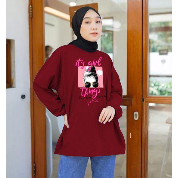 BLOUSE OVERSIZE LENGAN PANJANG KARET LD 130CM DTF ITS GIRL