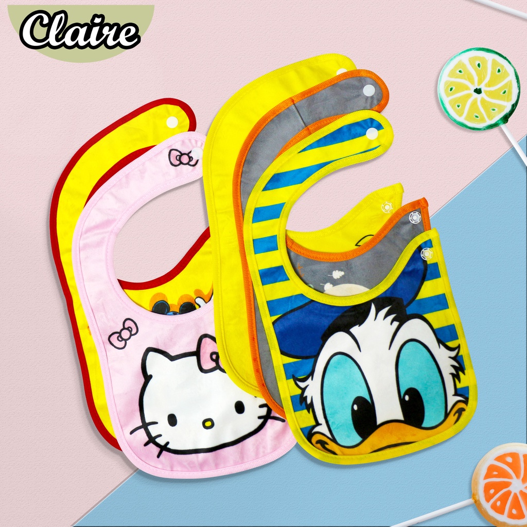 Slabber Bayi waterproof / TATAKAN MAKAN BAYI/ CELEMEK MAKAN UNTUK BAYI MOTIF ANAK ANAK LUCU