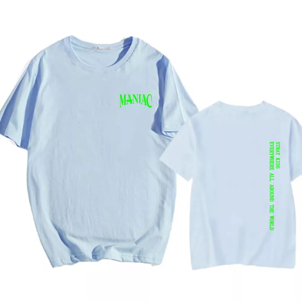 Kaos Stray Kids Maniac Kpop Wanita Lengan Pendek Oversize T shirt Stray Kids Maniac Unisex Kaos K-Pop Straykids Maniac Skz Skzoo Album Terbaru Baju Stray Kids Maniac Straykids Maxident Jumbo XXXL Tshirt Stray Kids Maniac 2ND World Tour KPop Idol Korea XXL