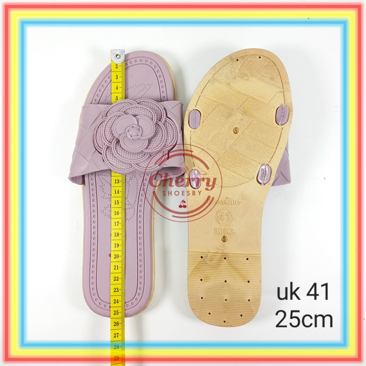 8353-31 Sandal Selop Karet Jelly Wanita Verotino Sendal Slop Cewek Motif  Bunga Verotino