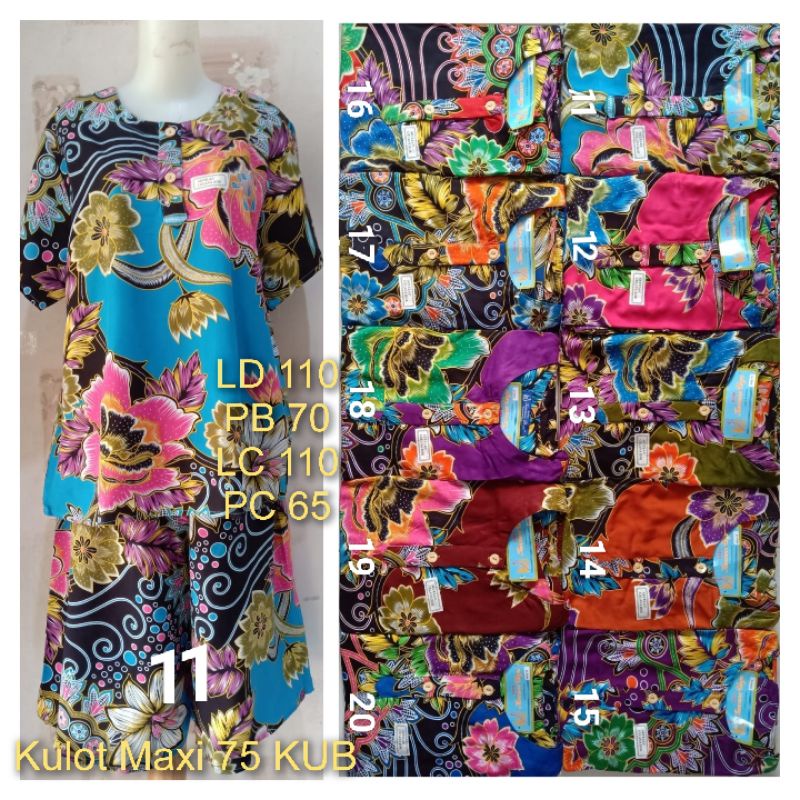 Setelan Kulot Maxi 75 LD 110cm Kencana Ungu Label Biru