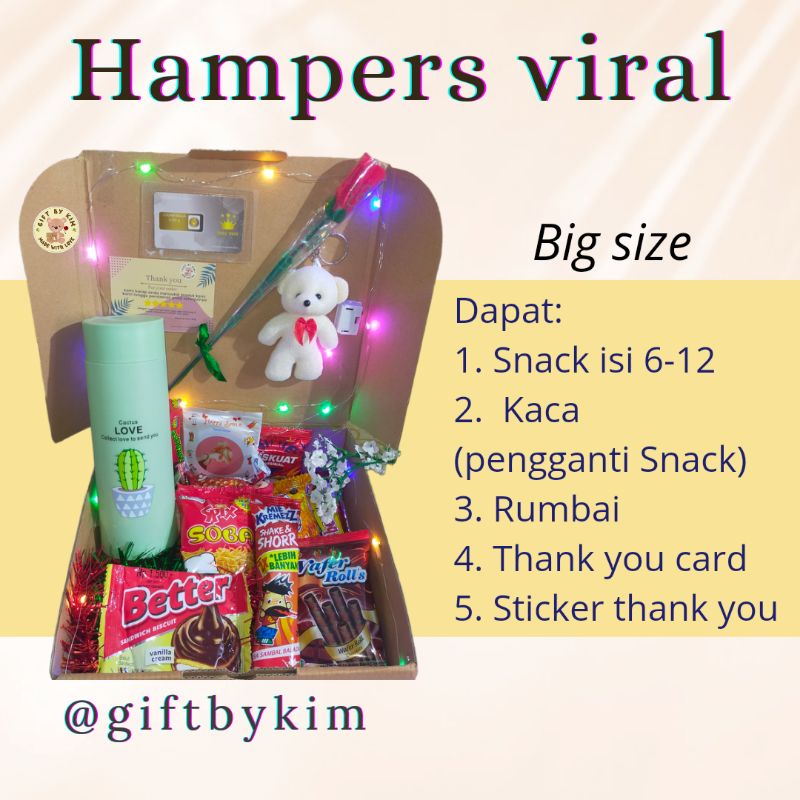 

hampers big size/hampers snack/kado/hadiah/souvenir/hampers lampu/hampers emas/hampers mini gold/hampers ciki/emas logam mulia/hampers besar/hamper