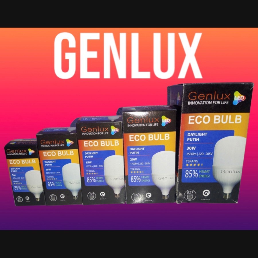 Lampu Bohlam LED Genlux Eco Bulb 5W/10W/15W/20W/30W Cahaya Putih - KEnji Shop