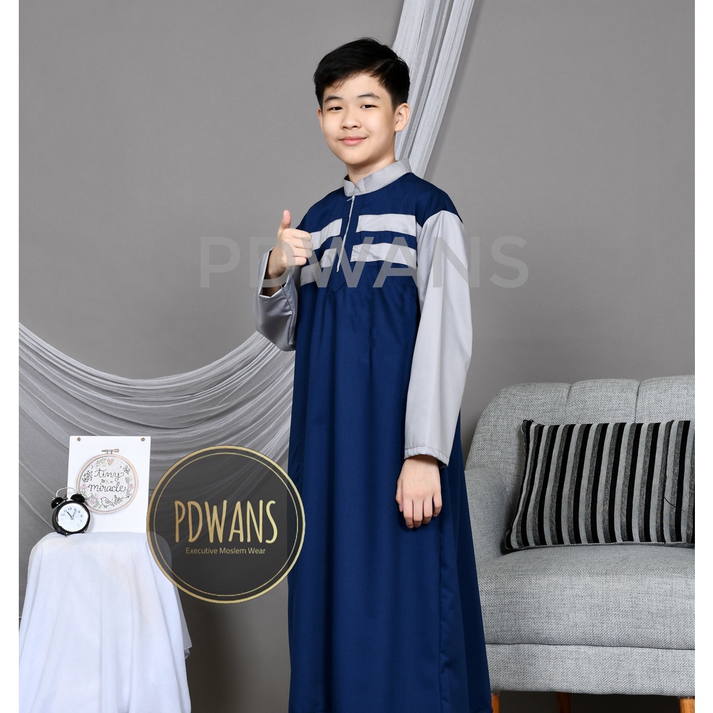 JUBAH ANAK REMAJA TANGGUNG Bahan Katun Toyobo Resleting Baju Muslim Anak Jubah Gamis Seri Warna PDWANS - JbA02W