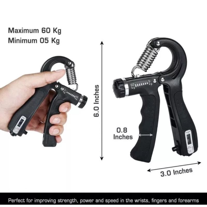 Handgrip Olahraga Otot Tangan Adjustable 5 - 60 Kg Hitung Otomatis - Hand Grip With Counter