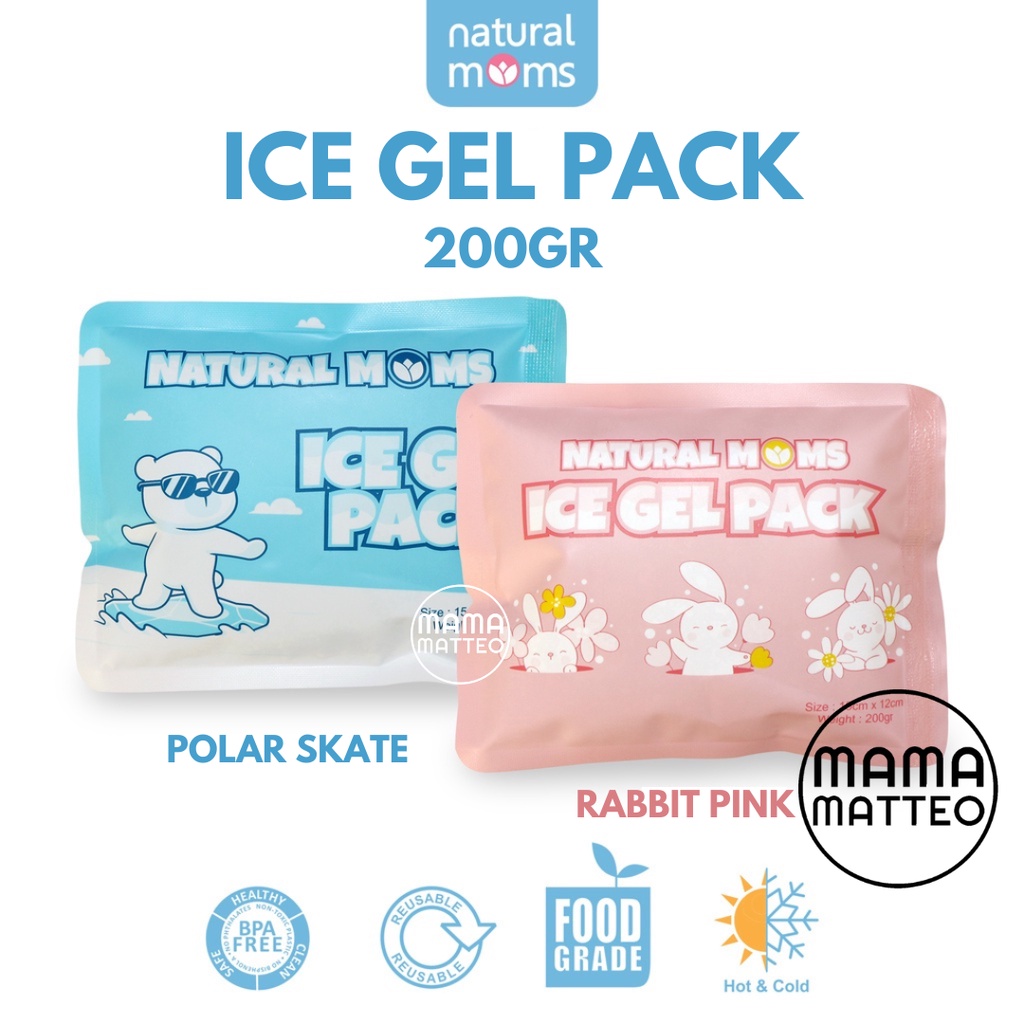 NATURAL MOMS Ice Gel Pack 200gr 200ml / Pendingin Penghangat ASI Makanan Minuman / Polar Skate / Rabbit Pink / BANDUNG