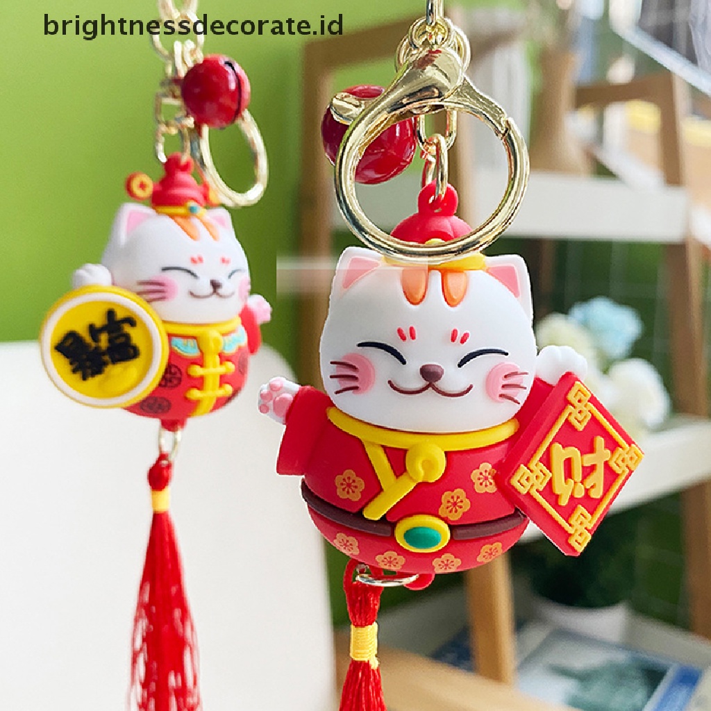 [Birth] Kucing Beruntung Jumbai Kartun Kucing Gantungan Kunci Hewan Kreatif Perhiasan Lucu Mobil Gantungan Kunci Hadiah [ID]