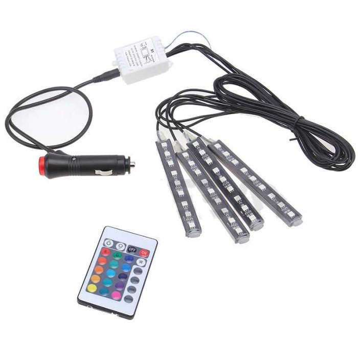 LAMPU HIAS LED NEON REMOTE CONTROL DEKORASI INTERIOR MOBIL WARNA WARNI TERMURAH