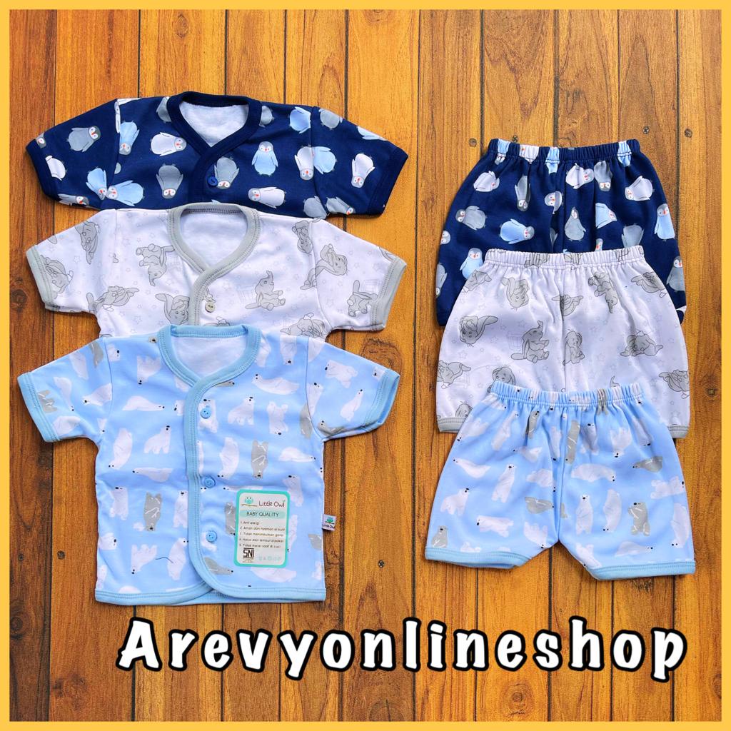 1 Pcs Setelan Piyama Baju Panjang Celana Panjang Baju Pendek Celana Pendek Sleepsuit Kutung Bayi Newborn 0-3 S M L Little Owl