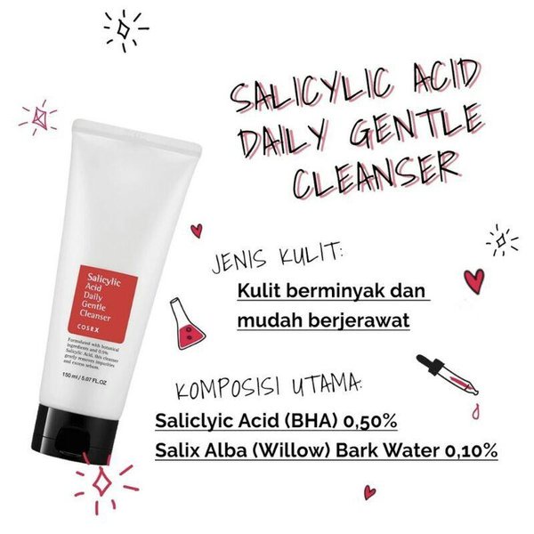 COSRX Salicylic ACID DAILY GENTLE Cleanser KEMASAN PALING BARU 150ml