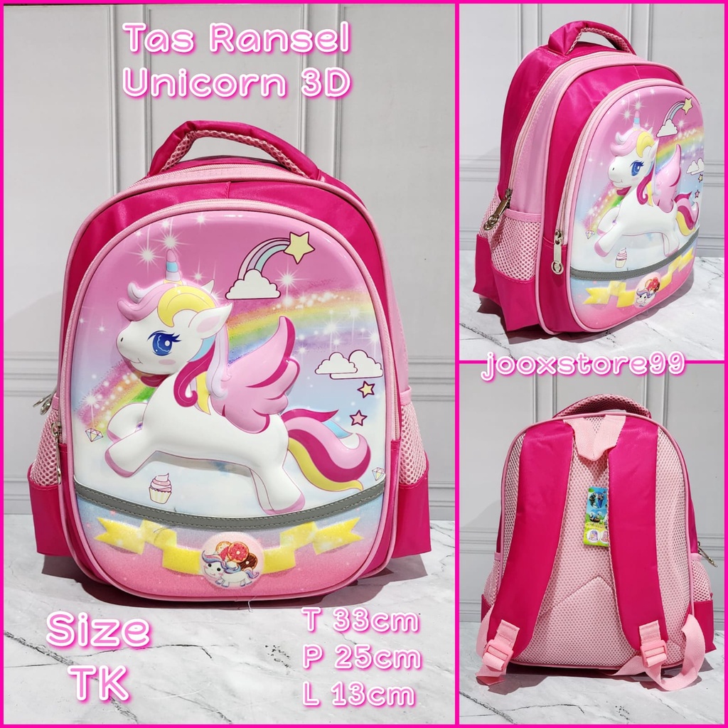 Tas Sekolah Ransel Anak TK Motif Timbul 3D Glossy Tas Gendong Anak Import Backpack Anak Perempuan dan Laki - Laki