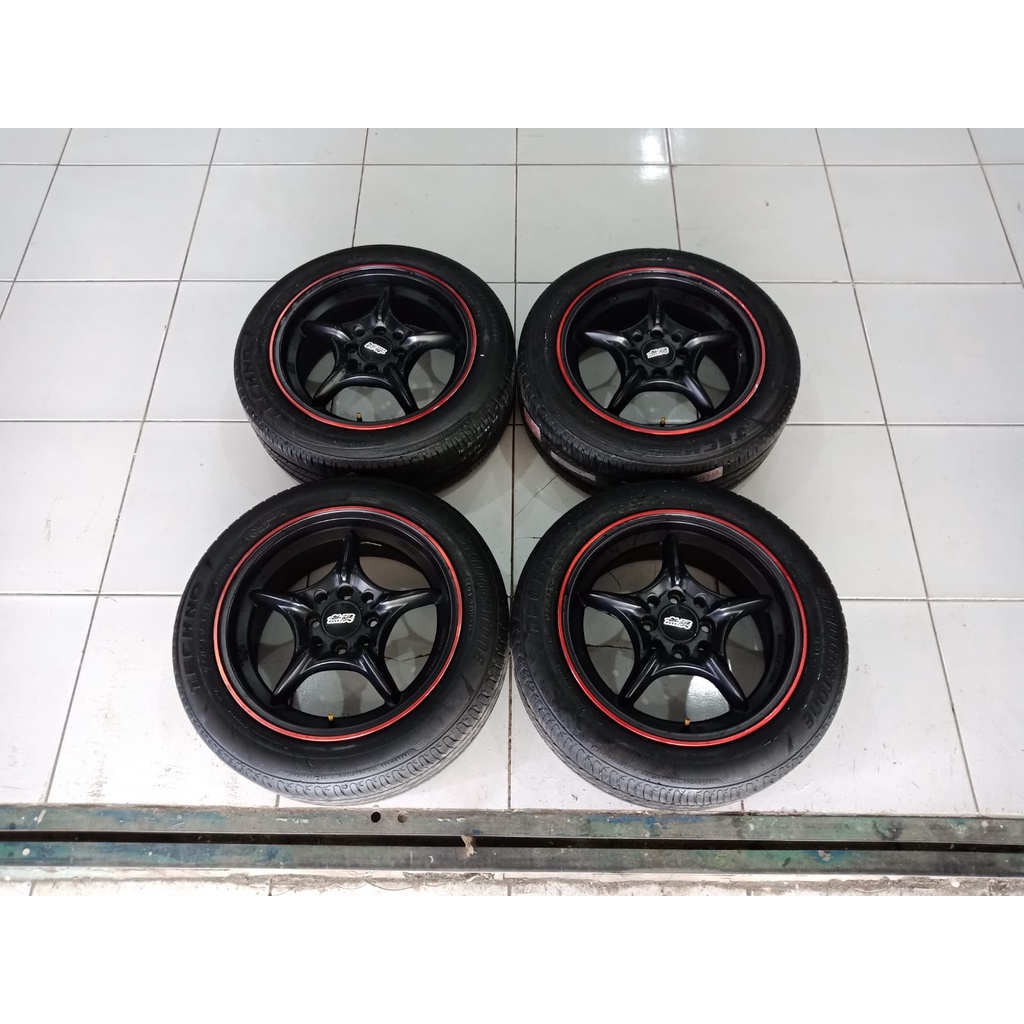 pelek mobil second mugen RNR ring 15 untuk brio mazda sirion corola soluna + ban 185 55 r15