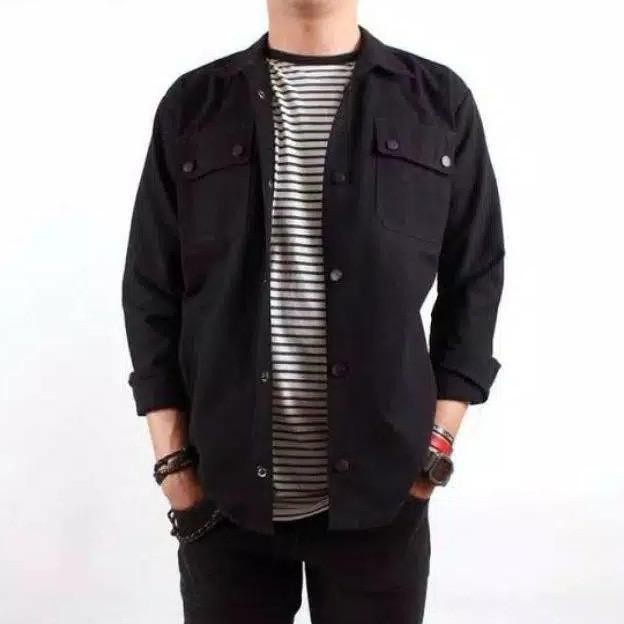 jaket pria Jaket Semi Parka Pria Jaket Trucker Semi Parka Pria Ukuran M L Xl Xxl - Hitam, M(R3T2) Ja