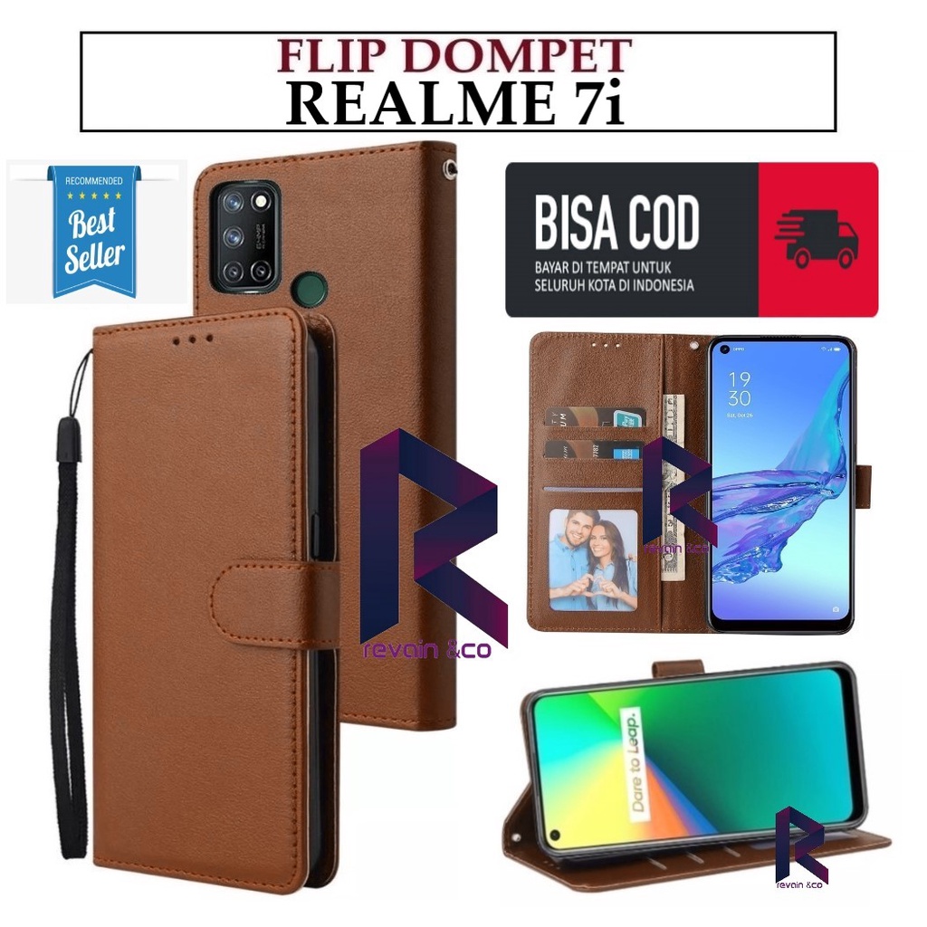 CASE REALME 7i FLIP WALLET LEATHER KULIT PREMIUM SARUNG BUKA TUTUP KESING HP FLIP CASE REALME 7i