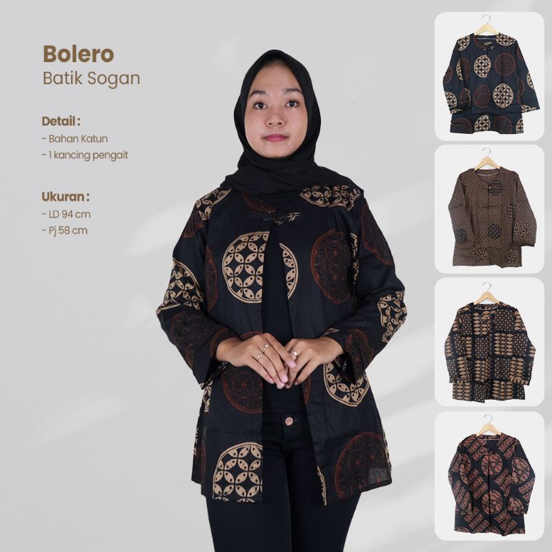 Bolero Batik Wanita Warna Sogan - Naira Batik