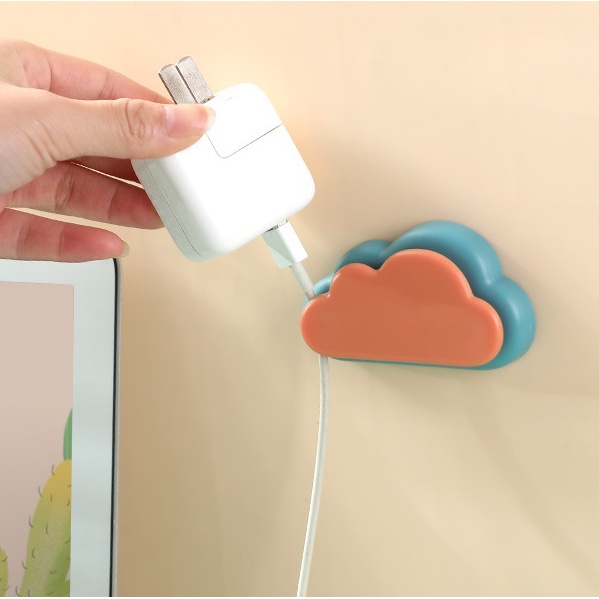 ⭐️𝐈𝐇𝐒 𝟔𝟏𝟕 𝐋𝐚𝐦𝐩𝐮𝐧𝐠⭐️Gulungan Kabel Tempel Dinding Bentuk Awan Klip Cable Holder Double Sided Paste Double Plug Winding