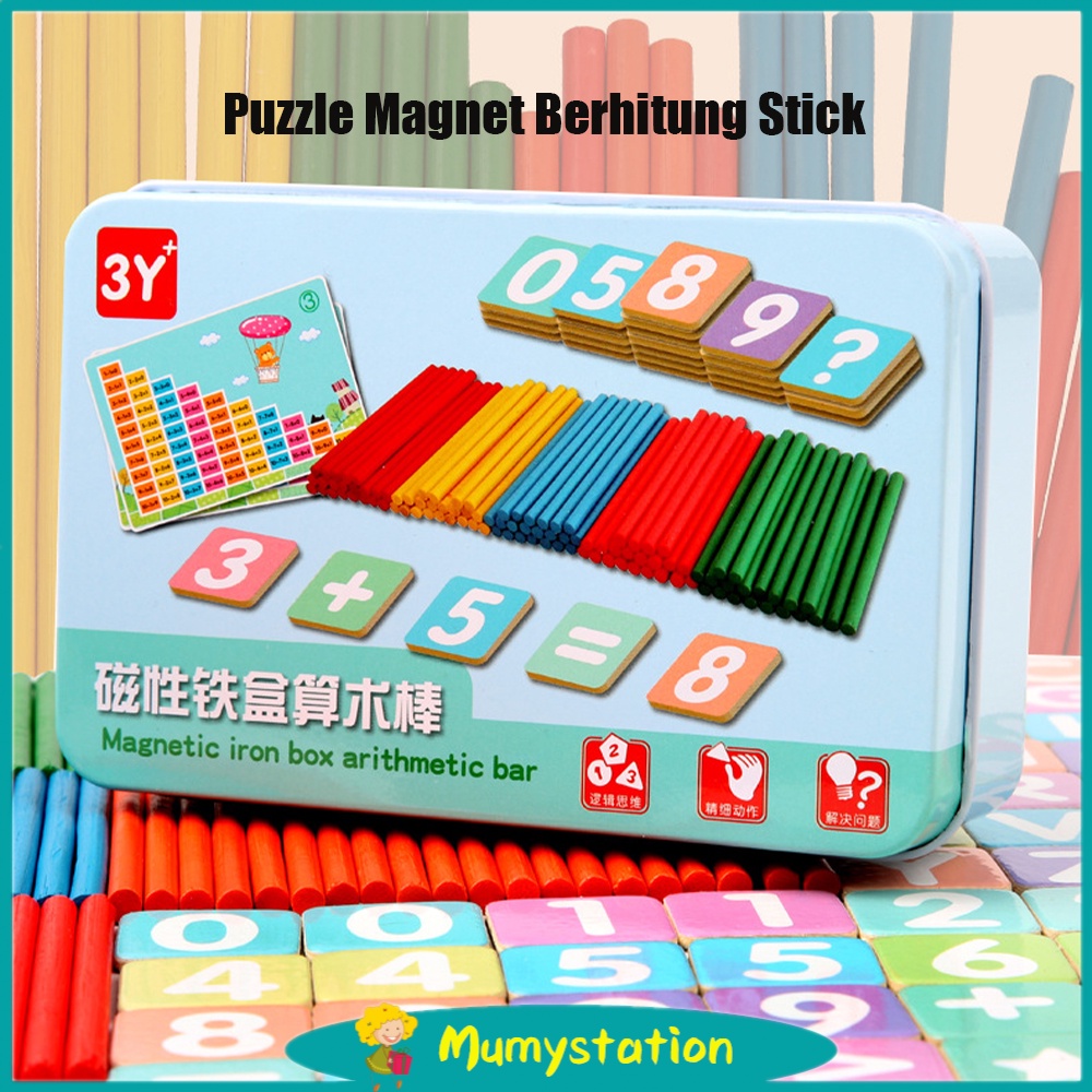 Mumystation Intelligence Stick berhitung Mainan Edukasi Berhitung Anak/puzzle magnet kaleng