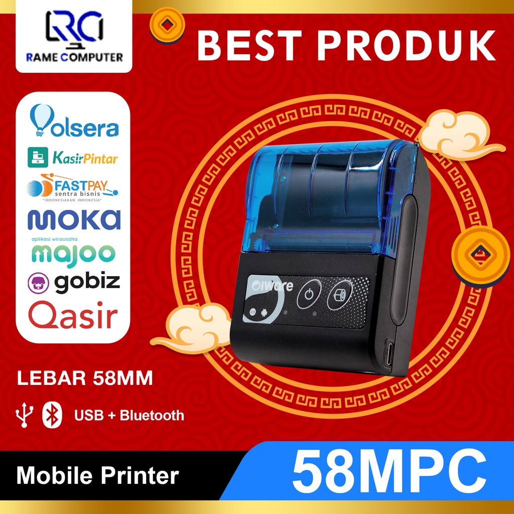 IWARE / ISCAN PRINTER THERMAL BLUETOOTH PORTABLE MP58mpc support applikasi kasir
