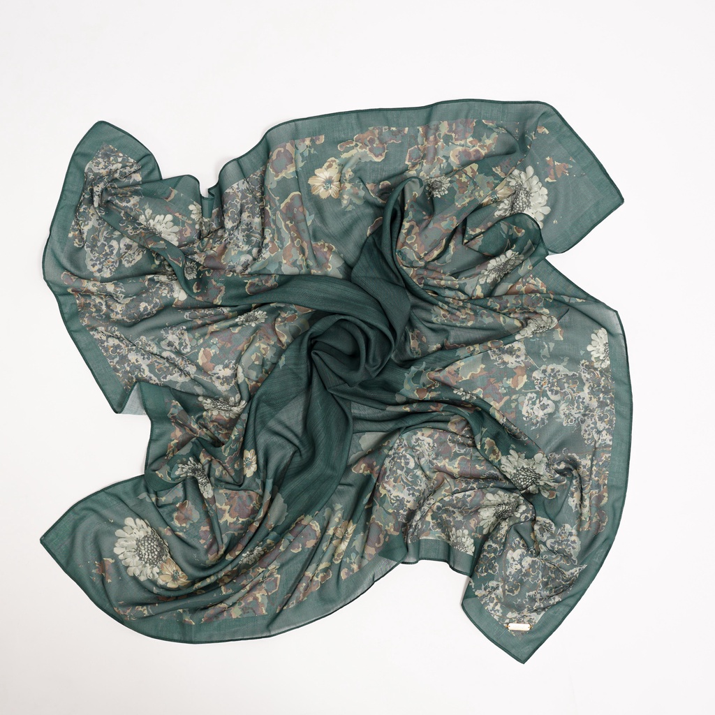 ALIF JILBAB SEGI EMPAT MOTIF PARIS PREMIUM KOREA - VORTE IN ELM GREEN ( SPR-D8-001 )