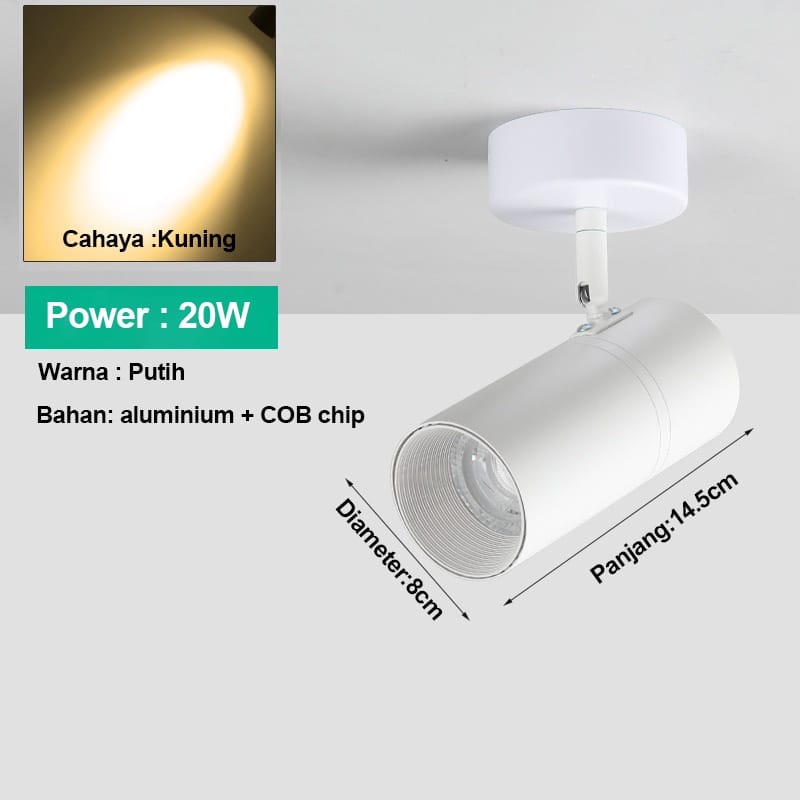Home Lightinng LED LAMPU LED SOROT LAMPU SOROT SPOTLIGHT COB SPOT LIGHT CAHAYA PUTIH / KUNING 10W / 20W TANPA RELL