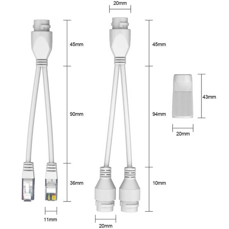 Zzz Upgraded POE Splitter 2-in-1 Cabling Connector Konektor Tiga Arah Cocok Untuk Pasang Kamera Keamanan Tahan Lama-