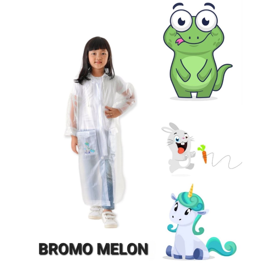 Bromo jas hujan anak 5 tahun sampai 10 tahunmodel coat bromo melon /jas hujan anak promo/Jas hujan a