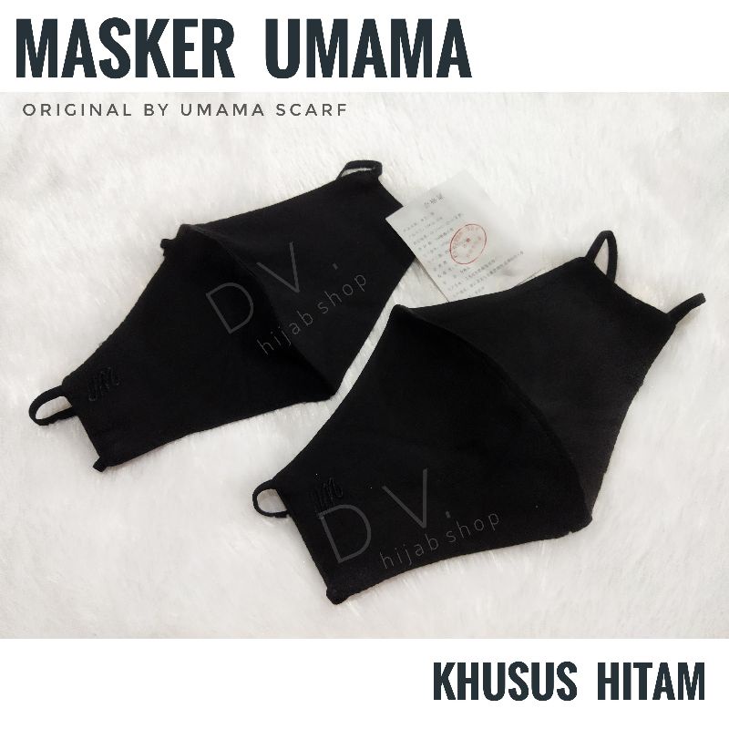 MASKER POLOS HITAM UMAMA / MASKER UMAMA BAHAN VOAL MIRACLE