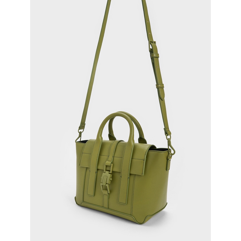 Tas Tote Trapeze Buckled Dua - Black&amp;Pistachio Charles and Keith