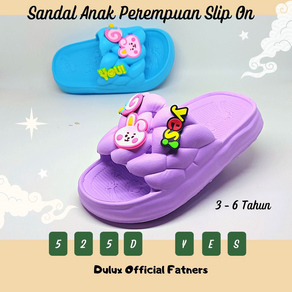 MD79 - Sendal Anak Perempuan Terbaru 2023 Slip On Usia 3 6 Tahun Jelly