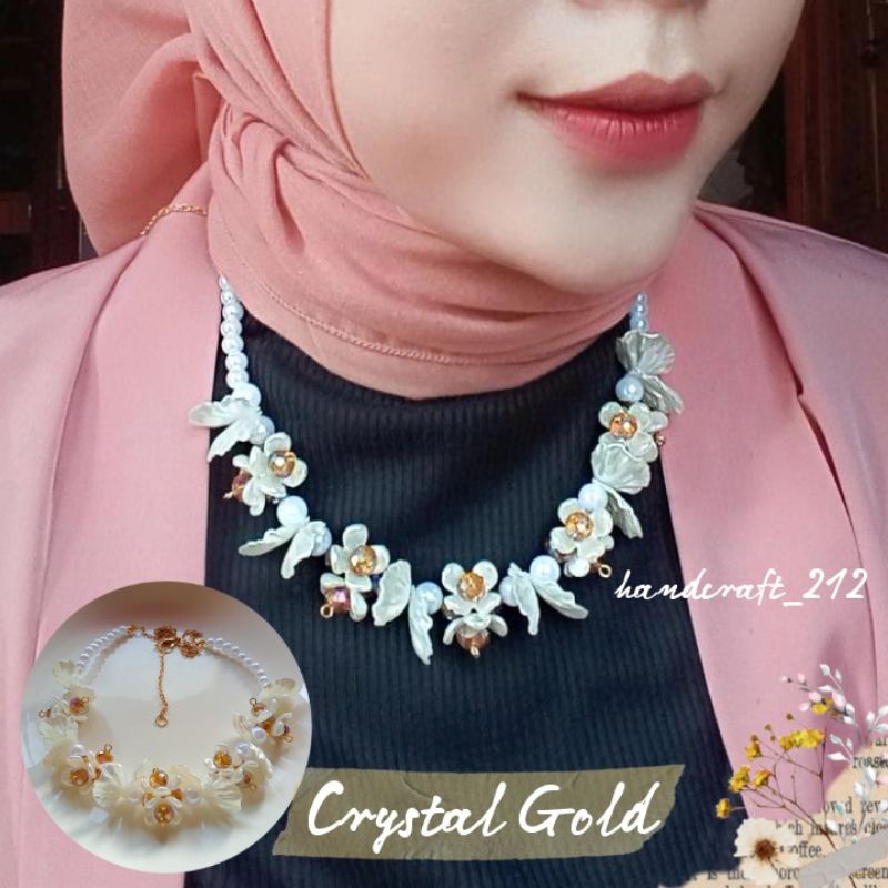 Clover Pearl Necklace Beads / Kalung Manik Crystal / Kalung Wisuda / Kalung Kondangan