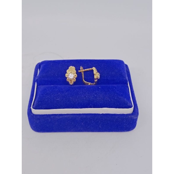 anting jepit perak 925 asli lapis emas model jepit mp 1ukir /anting jepit asli silver 925/ perhiasan anting wanita terbaru S925